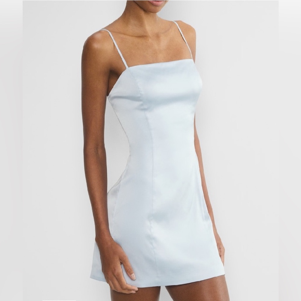 Aritzia Elegant Blue Satin Slip Dress NWT